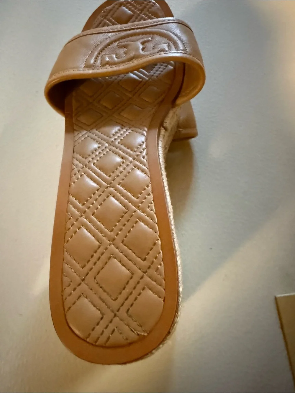 Tory Burch Fleming Espadrille Wedge Slides - Tan, Size 6.5